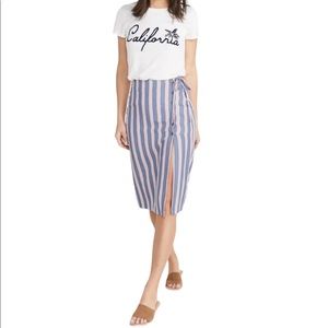 Marine Layer Layla Wrap Skirt In Cream/Red Multi Stripe